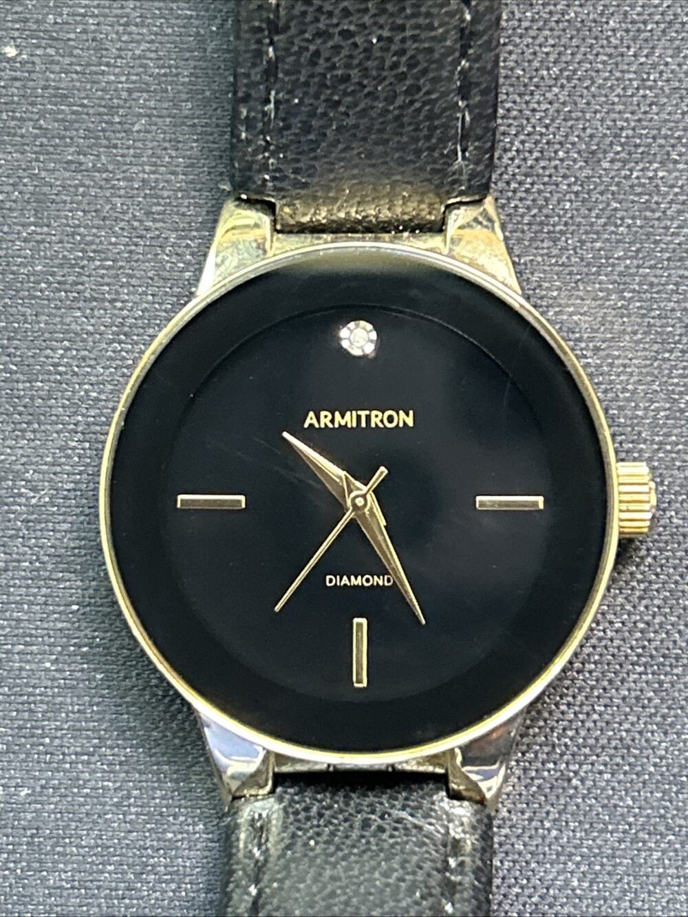 Armitron Gold Tone Case Black Dial And Band Women’s Quartz Watch